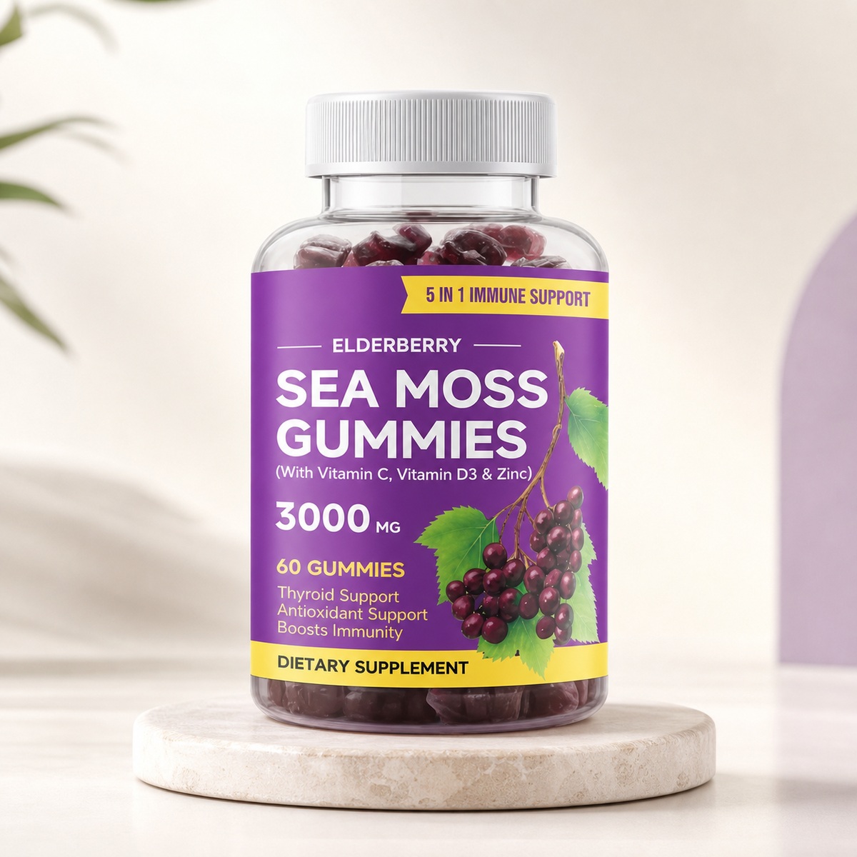 Elderberry Sea Moss Gummies 3000mg — Supplements at Gym Wise Shop